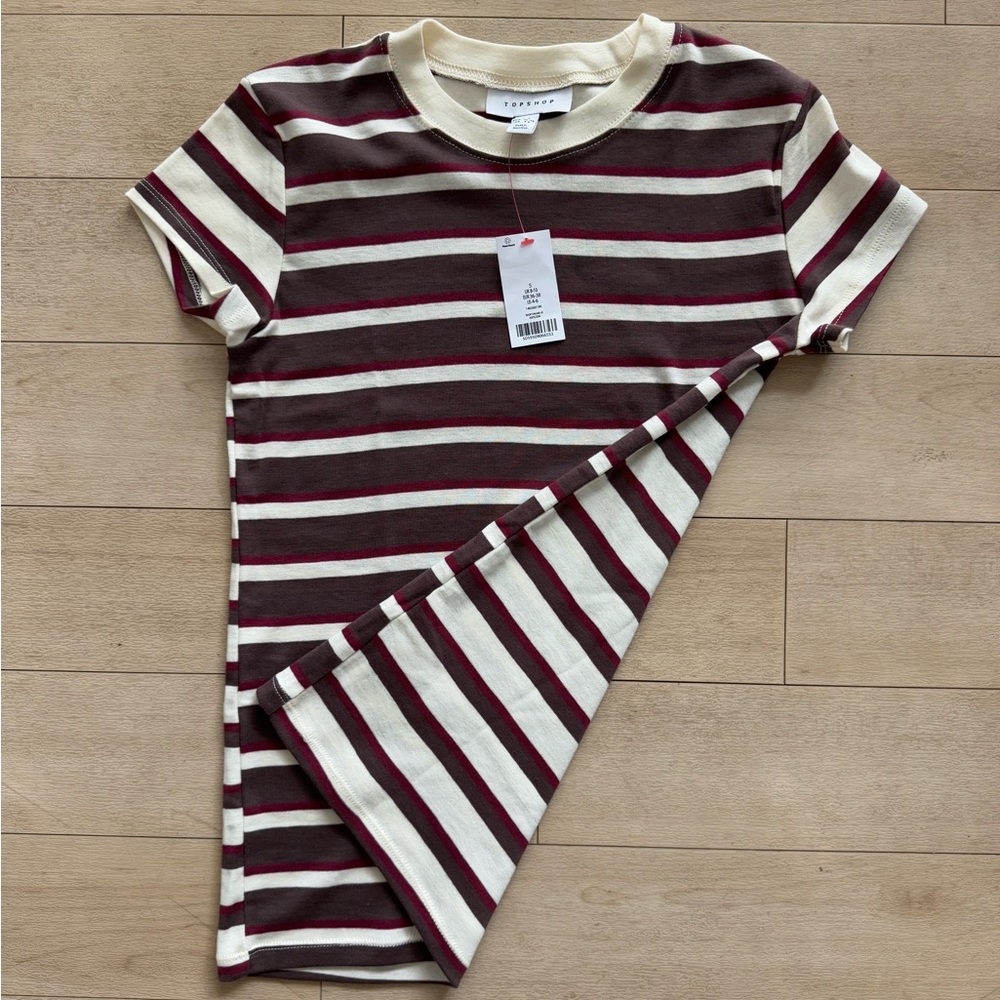 Topshop Striped Everyday Fitted Tee with Contrasting Front & Back